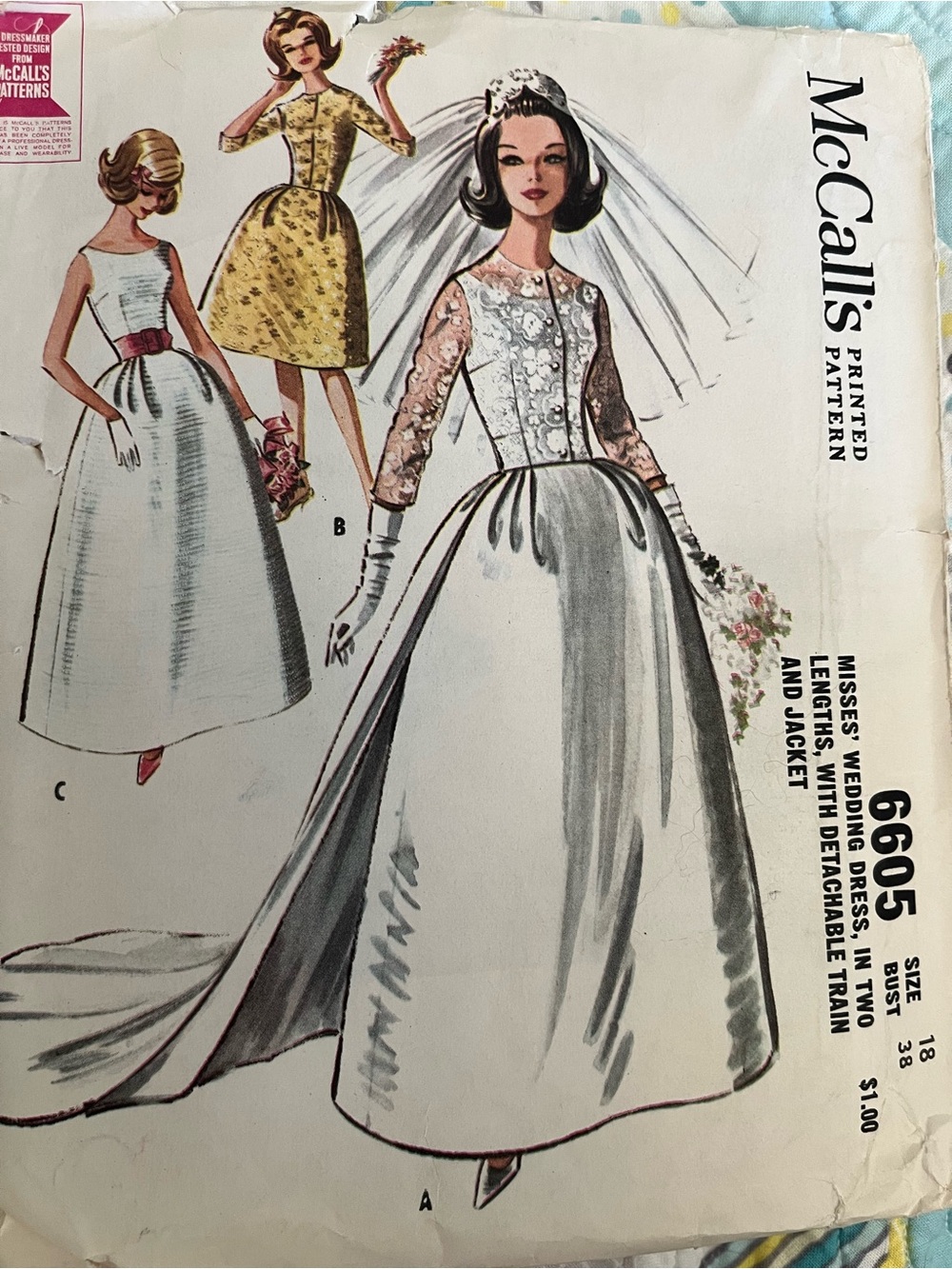 McCall's Vintage-Inspired White Bridal Dress & Lace Jacket Pattern